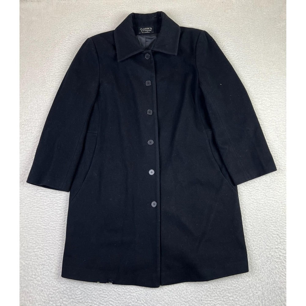 Classics by S. Rothschild Coat Womens Medium Black Button Front Lined Car Coat